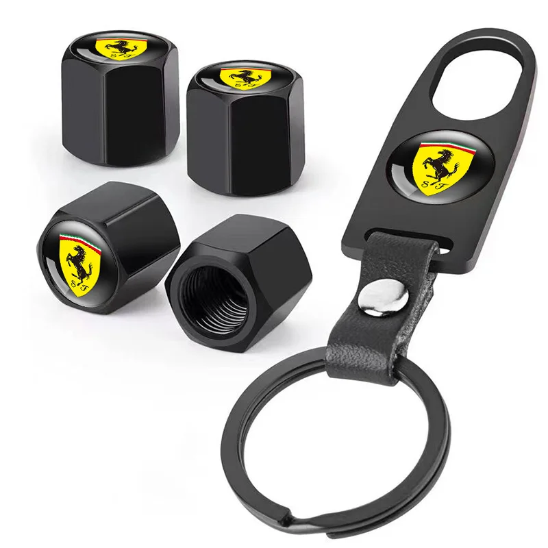 Новые 4 шт. 3D металлические колпачки для клапанов шин, 1 шт., брелок для автомобильных шин, чехлы для штока воздуха для Ferrari F430 488 458 296 F12berlinetta, аксессуары