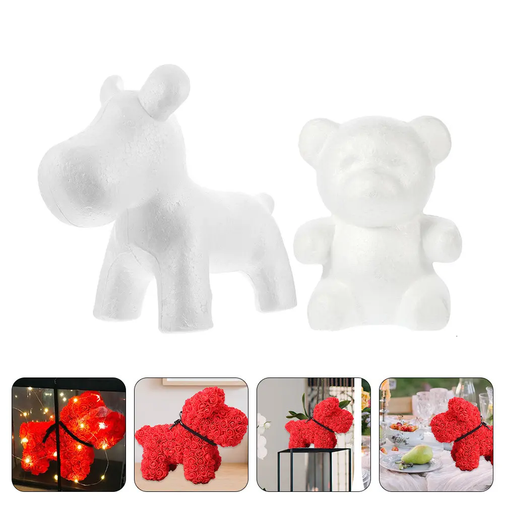 2Pcs Puppy Bear Shape DIY Painting Crafts Molds Handmade Desktop Ornaments Creative Arts Supplies Home Decoration Photo Props