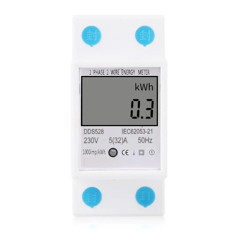 

DDS528 AC 230V Watt Hour Meter DIN Guide LCD Digital Display Power Consumption kWh Multifunction Single Phase