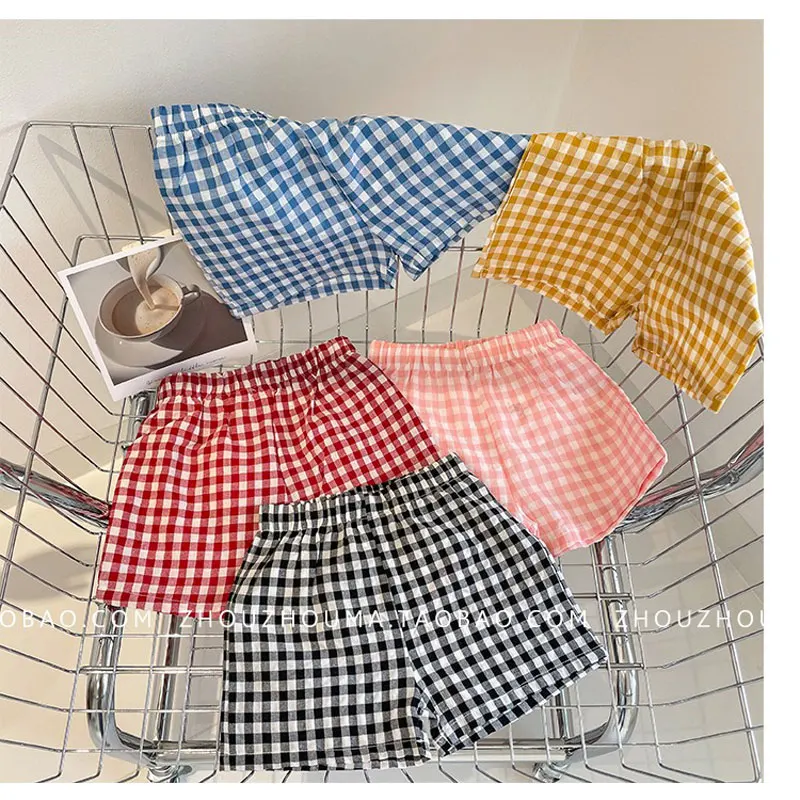 Boys Shorts Plaid Shorts for Kids 2023 Summer Children Beach Pants Thin Girls Trousers Baby Casual Shorts Clothing