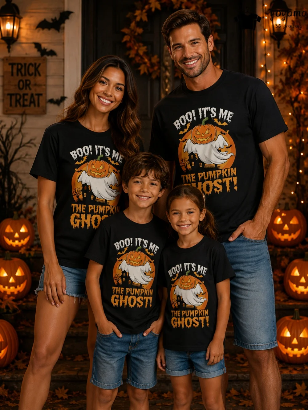 2026 Happy Halloween Family Wear T-Shirt Summer Casual Tops Spooky Season Children's T-Shirt Pumpkins Ghost Halloween Gifts Tops