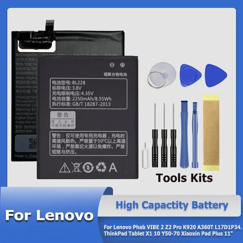 L16D1P31 L20D2P31 Battery For Lenovo Phab VIBE 2 Z2 Pro K920 A360T L17D1P34，ThinkPad Tablet X1 10 Y50-70 Xiaoxin Pad Plus 11