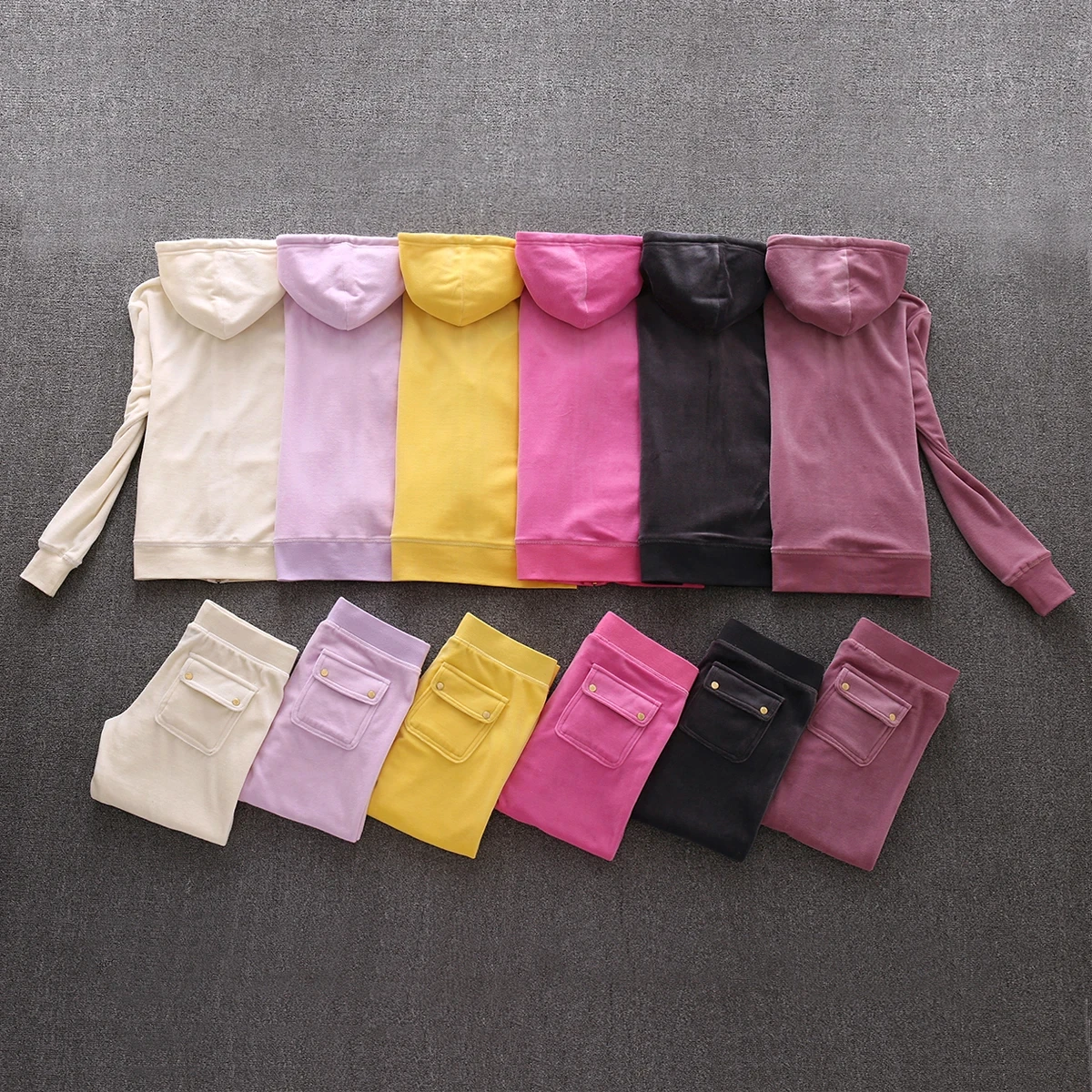 2026 Velvet Sportswear Set - Women's Hooded Tracksuit & Pants, Solid Color Casual Winter Outfit for Gym Running
