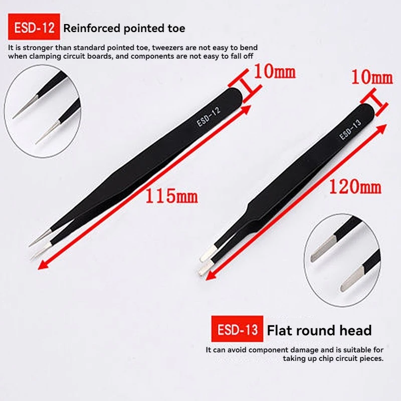 Eagle Shaped Tweezers Precision Stainless Steel With Hard Anti-Static Clamps Repair Tweezers Tip And Elbow 1.0mm Thick