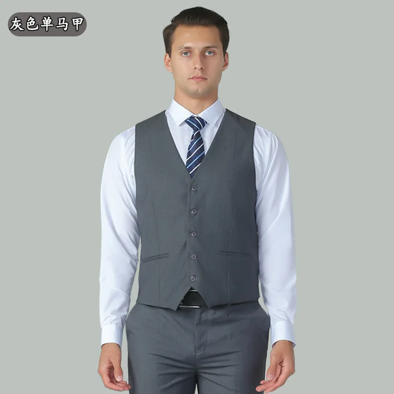 Herren Formelle Anzugweste Slim Fit V-Ausschnitt Einreihige Weste Übergröße Hochzeit Party Trauzeuge Business Büro Arbeitsuniform – Detail 6