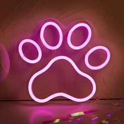 USB-Powered Dog Paw Neon Light: Wall Hanging, Ideal for Bedroom & Parties, Adds Cozy, Stylish Ambiance for Pet Lovers