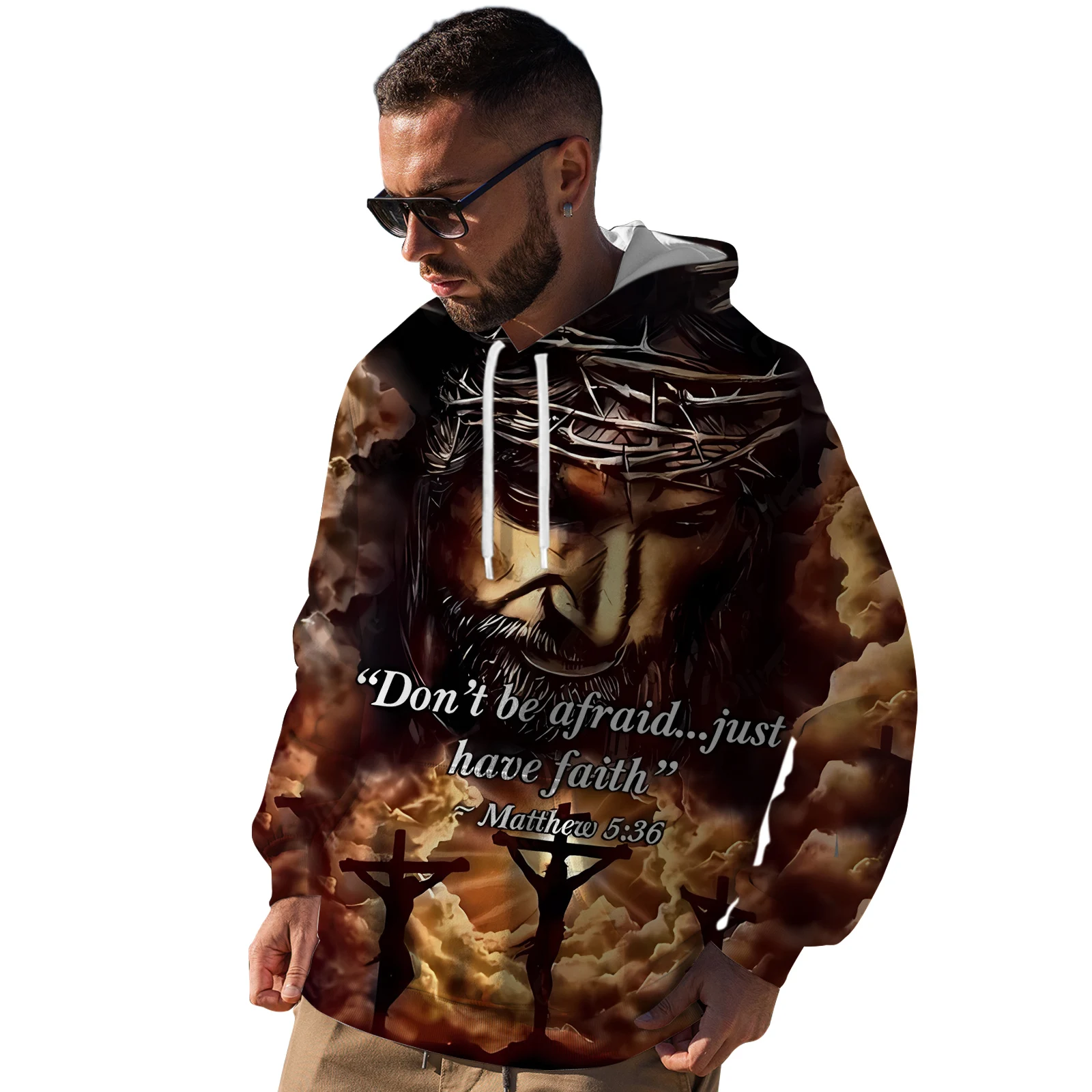 HX Fashion Mens Hoodies Christ Jesus 3D Printed Sweatshirt Zip Up Hoodie Fashion Sportwear Christian Believers Gift Dropshipping