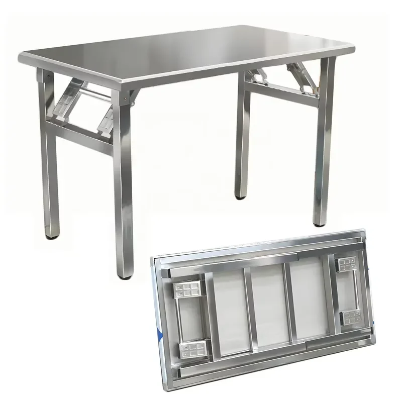 Modern Folding Stainless Steel Dining Table Portable Kitchen Work Table Outdoor Picnic Banquet Event Restaurant Conference