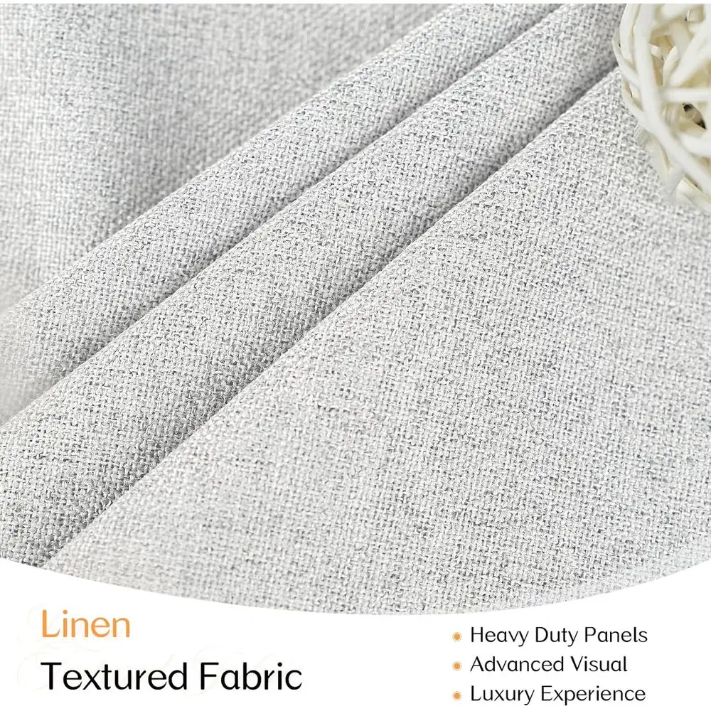 Leinenstrukturierte 102 lange Verdunkelungsvorhänge, 52 breit, grau-weiß, 2-teiliges Set für die Inneneinrichtung