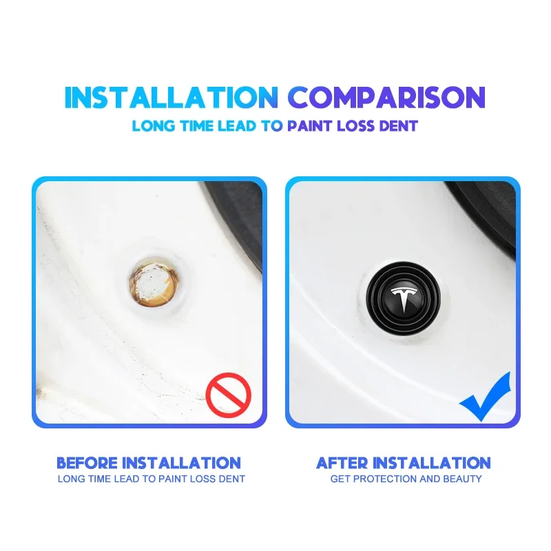 4Pcs Car Door Anti-shock Pad Anti-noise Buffer Gasket Auto Interior For Tesla Model 3 Y Cybertruck Juguete Roadster Coil Bonina view 5