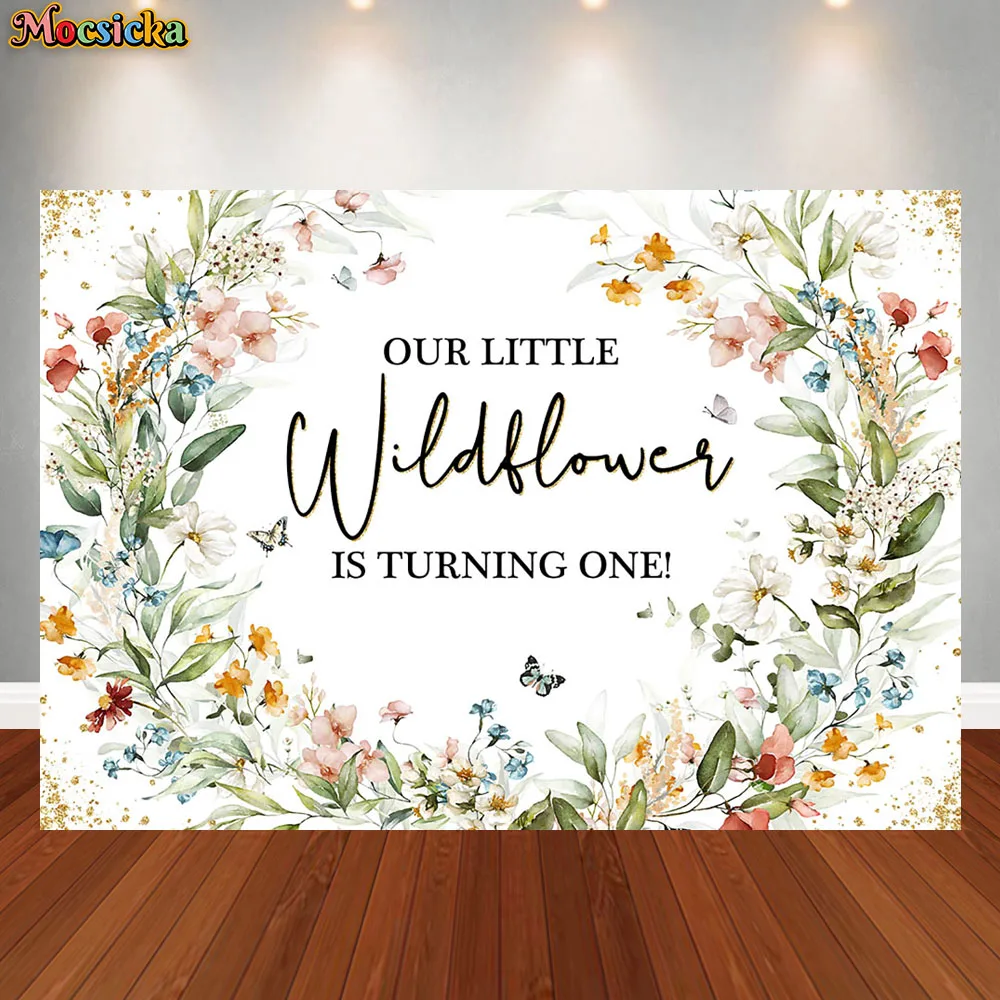 

Mocsicka Baby Shower Photography Backdrop Fall Thanksgiving Party Background A Little Wild Is On The Way Floral Studio Banner