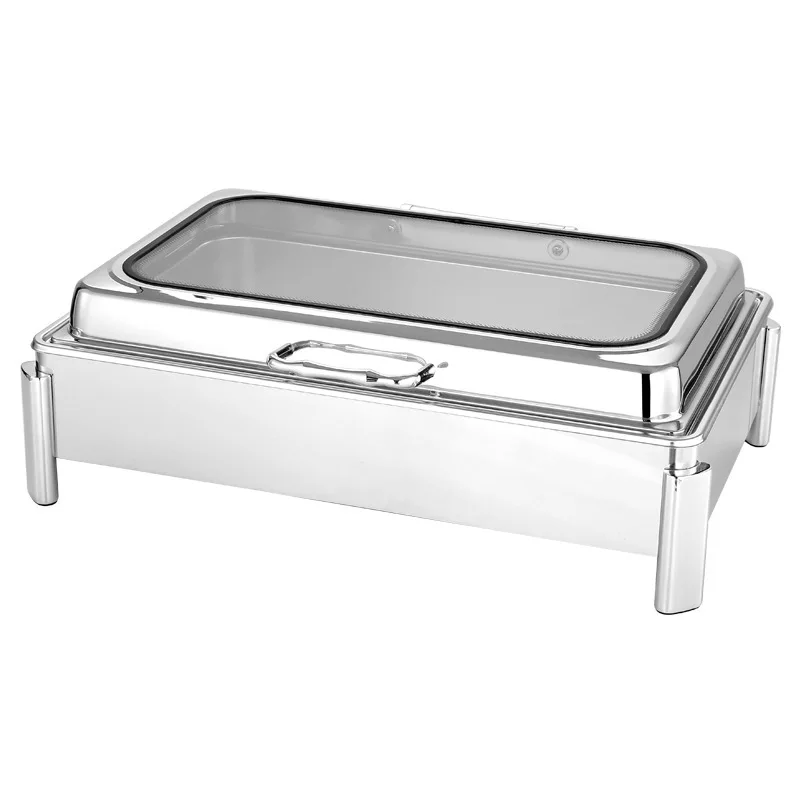 Large Insulated Silver Rectangular Hot Box Food Warmer Display Showcase Stainless Steel Commercial Buffet Catering Restaurant