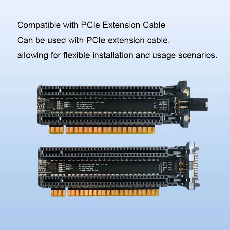 ADT-Link PCIE 4.0 X16 1 To 2 Expansion Gen4 Split Card PCIe Bifurcation X16 To X8 X8 Spaced Slots CPU 4 / SATA Power Supply Port
