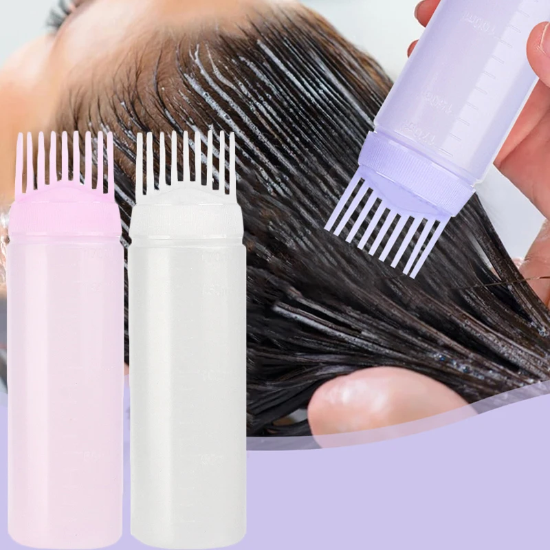 1-3pcs Salon Hair Oil Applicator Bottles Comb Refillable Plastic Bottle Professional Hairdressing Dyeing Styling Coloring Tools