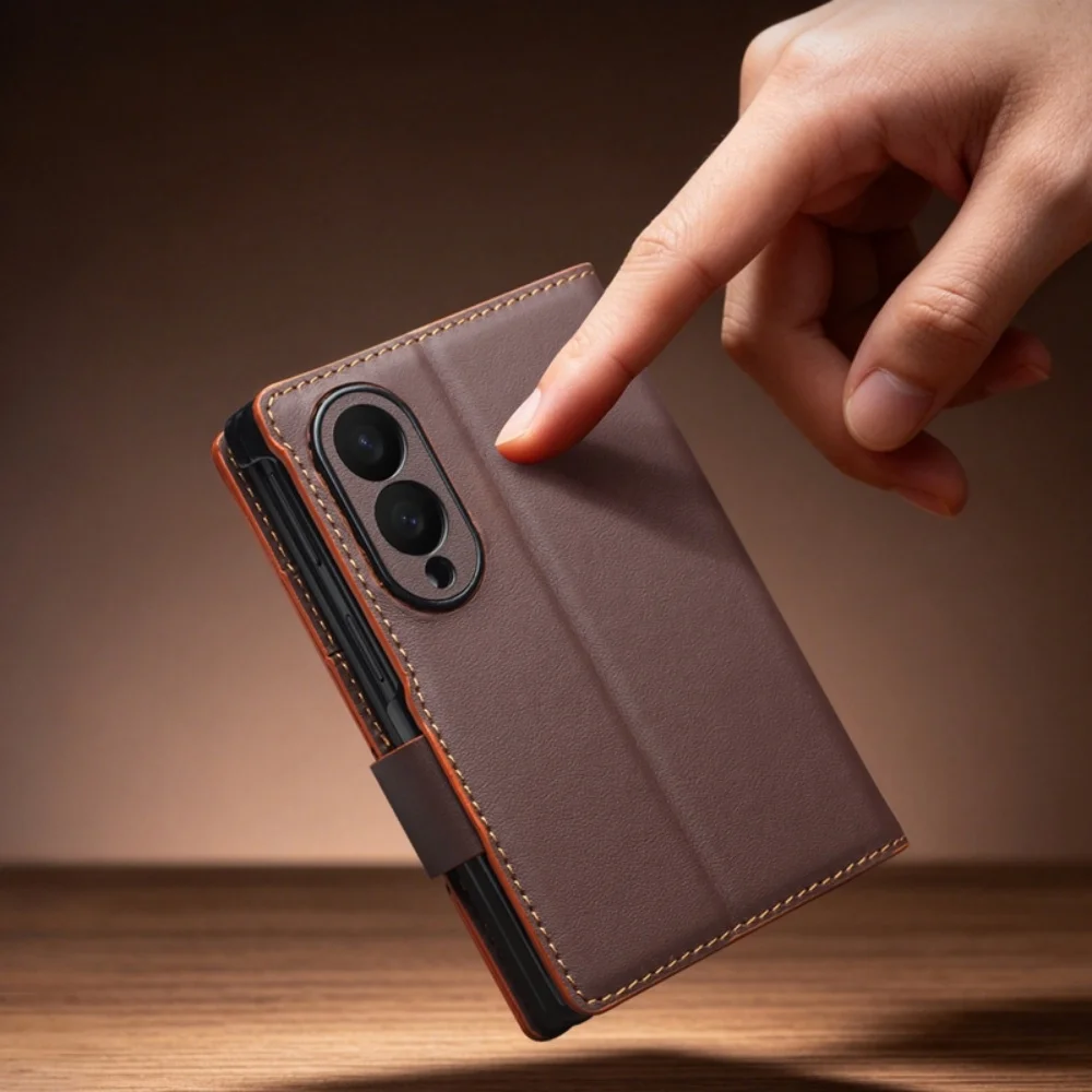 100% NAPPA Genuine Leather Magnetic Flip Case For Samsung Galaxy Z Fold8 Fold 8 Ultra With Magsafe Luxury Cowhide Wallet Cover