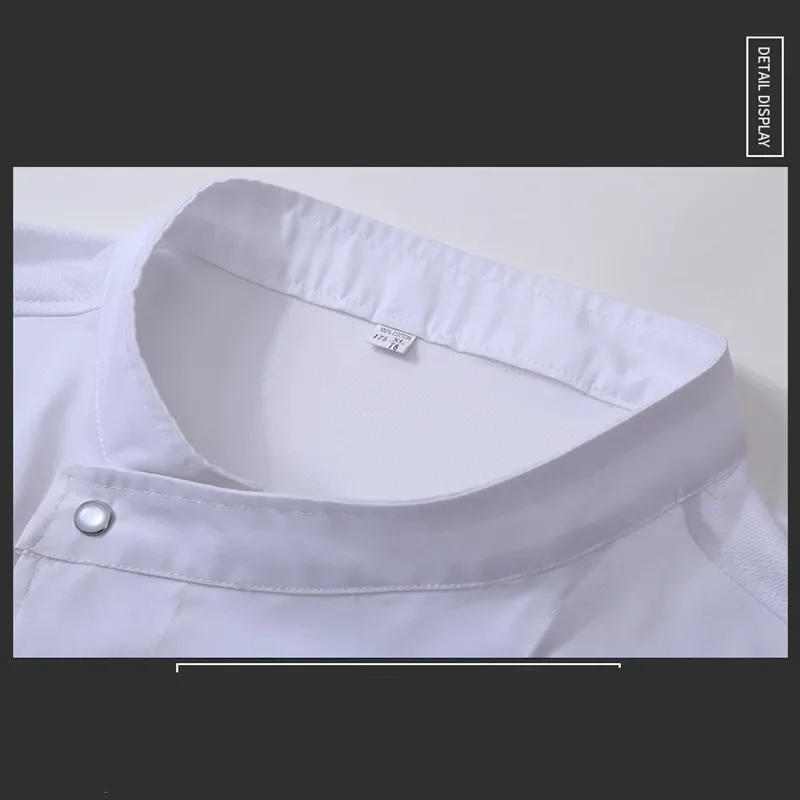 Camicia da cuoco con bottoni da cucina, unisex, vestiti da cuoco, cameriera, panetteria, caffè, uniforme da lavoro per catering, camicia da cuoco per uomo, nera, estiva