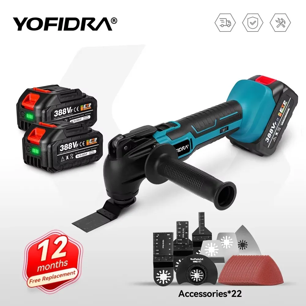 YOFIDRA  Oscillating Multi Function Tool Electric Saw Trimmer Shovel Cutting Machine for Makita 18V Battery woodworking Tool