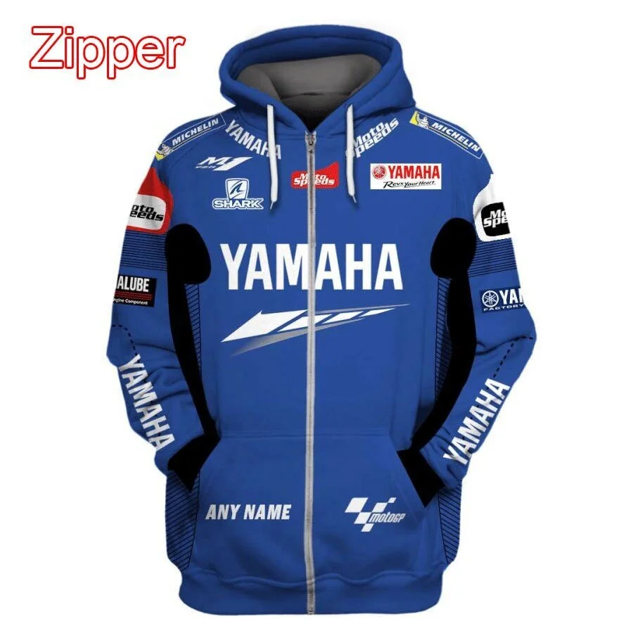 AliExpress Yamaha MotoGP Racing 3D printed hoodie, a fashionable spring/autumn men's outdoor sports cycling jacket with a zipper.