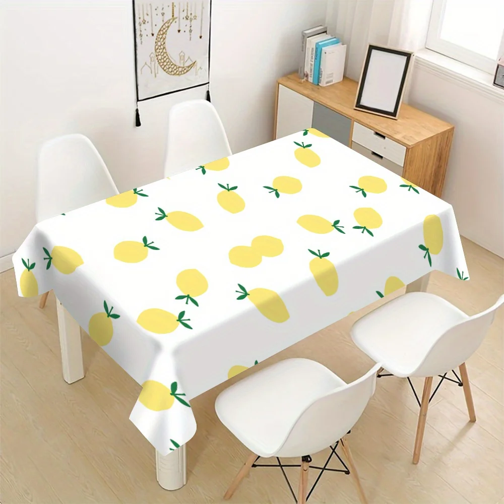 Lemon Print Waterproof Tablecloth for Dining Room Kitchen Counter Buffet Table Square Spillproof Table Cover