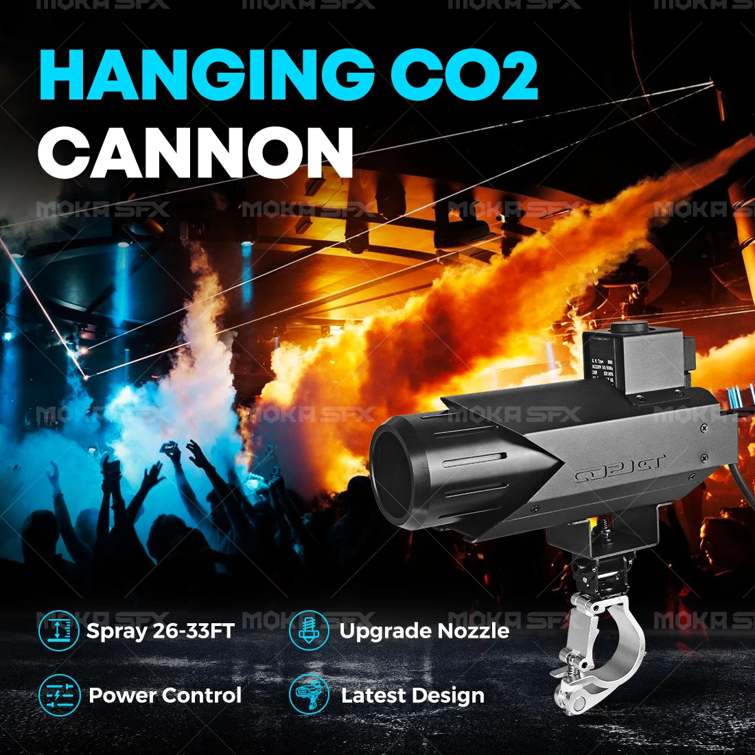 MOKA CO2 Cannon with Hook Truss Mounted Stage DJ CO2 Jet Machine Power Control Co2 Blaster for Club Events Party