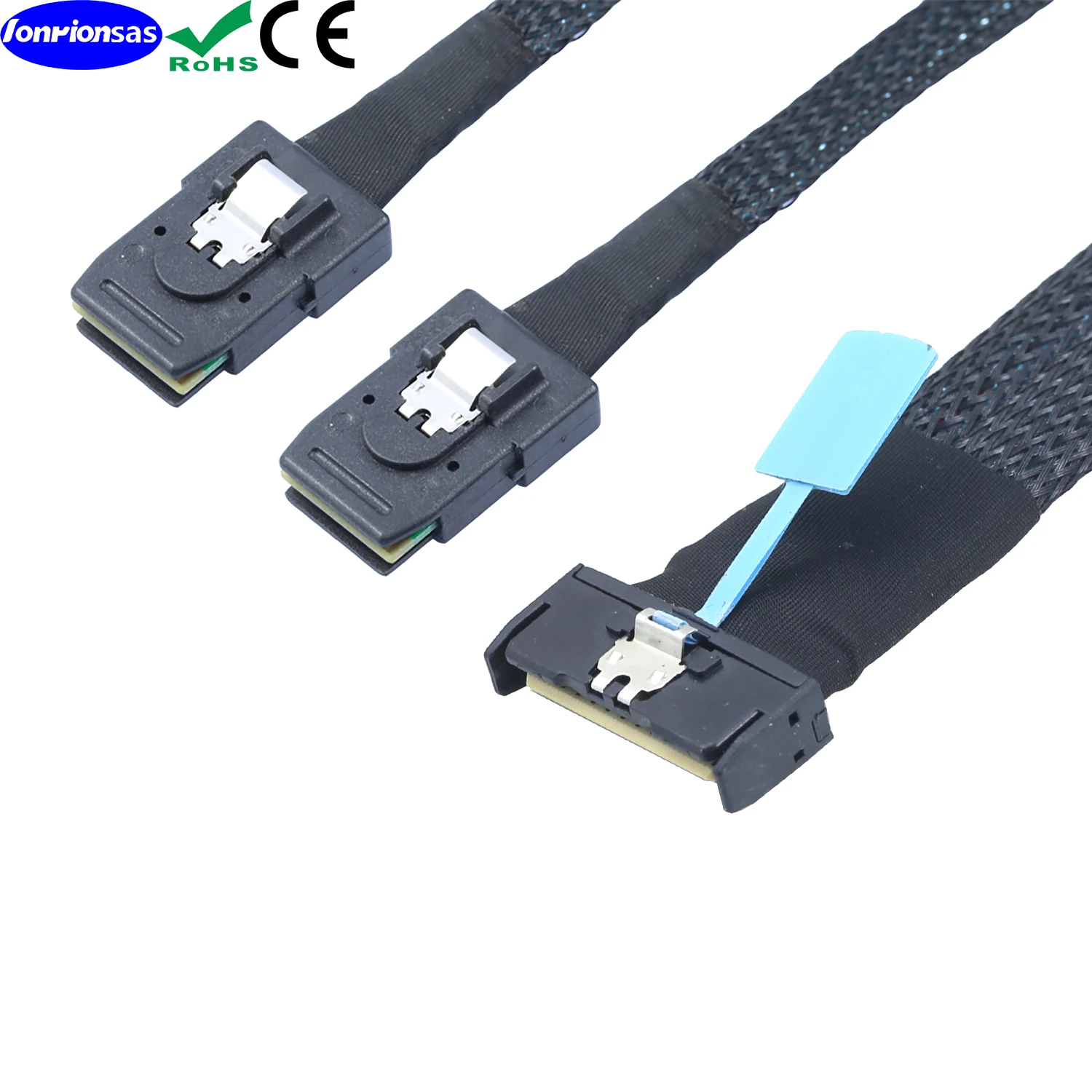 PCIe 5.0 MCIO SFF-8654 8X 74Pin to Dual SFF-8087 Mini SAS Cable Server Internal Data Extension Cord