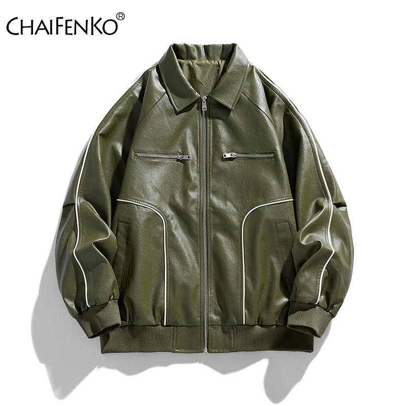 Men Casual Fashion Coat New Outdoor Simplicity Retro Lapel Tops Spring Autumn Loose Comfort Solid Versatile Leather Jacket Men
