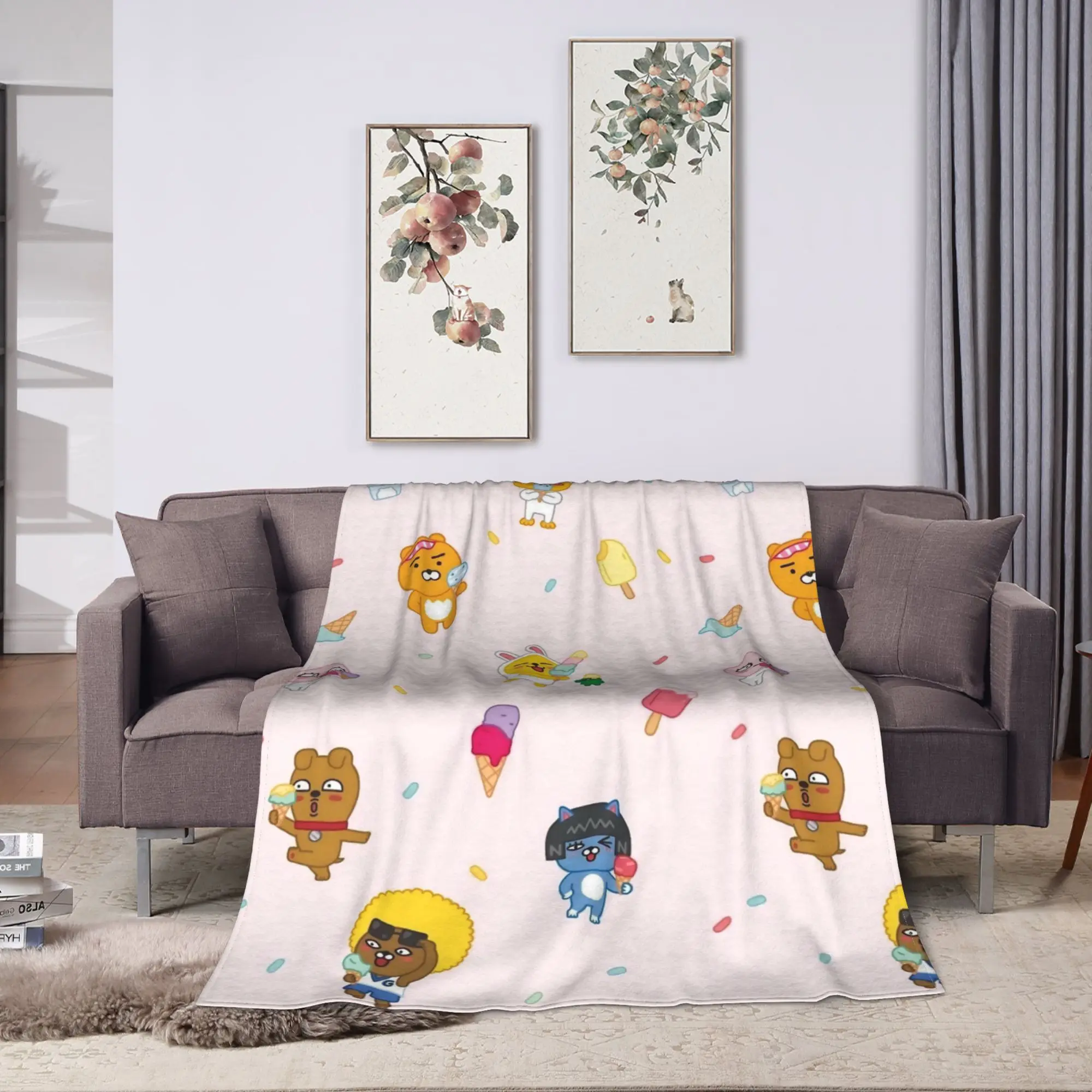 K-Kakaos F-Friends Flannel Blanket  Soft Warm Throw Blanket for Couch Bed Decorative Novelty Bedspread Sofa Bed Cover