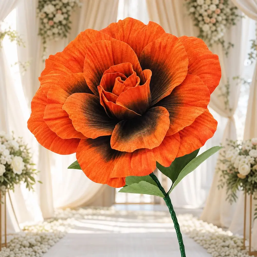 50cm Giant Artificial Rose Oversized Fabric Flower Bendable Stem Artificial Rose Flower Realistic Appearance Layered Petals