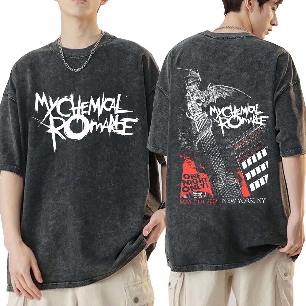

Футболка с эффектом потертости группы My Chemical Romance, коллекция Long Live The Black Parade Tour, готические футболки, мужские и женские футболки оверсайз