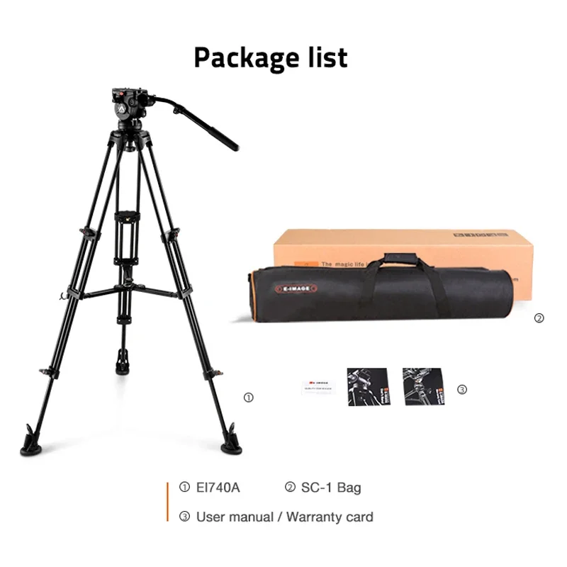 E-IMAGE EI740A 75mm Aluminum Used Tripods Kit for Video Camcorder for Sale