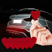 12pcs Heart Shape Reflective Car Stickers Night Warning Mark Reflective Tape Stickers Decoration Decal Car Accessories