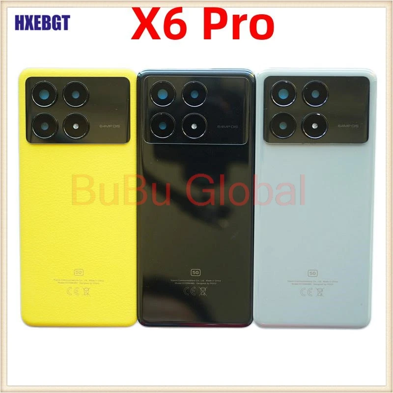 

Для Xiaomi Poco X6 Pro задняя крышка батарейного отсека, дверца, задняя крышка, корпус + объектив камеры + клейкие запасные части