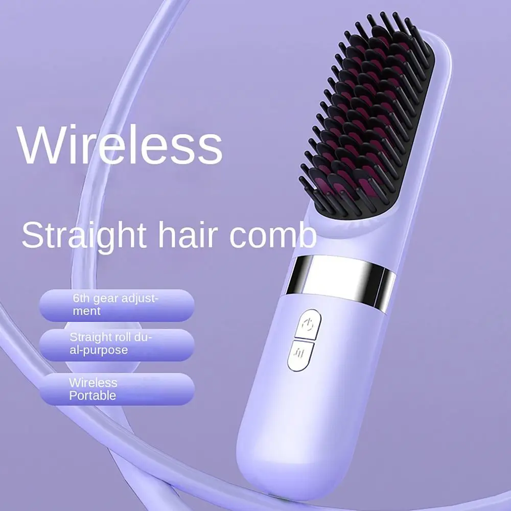 

Wireless Straight Hair Comb 30s Rapid Heating with 6 Gears Hair Curler Tool Hairdressing Hair Comb For Wedding Evenings Girls