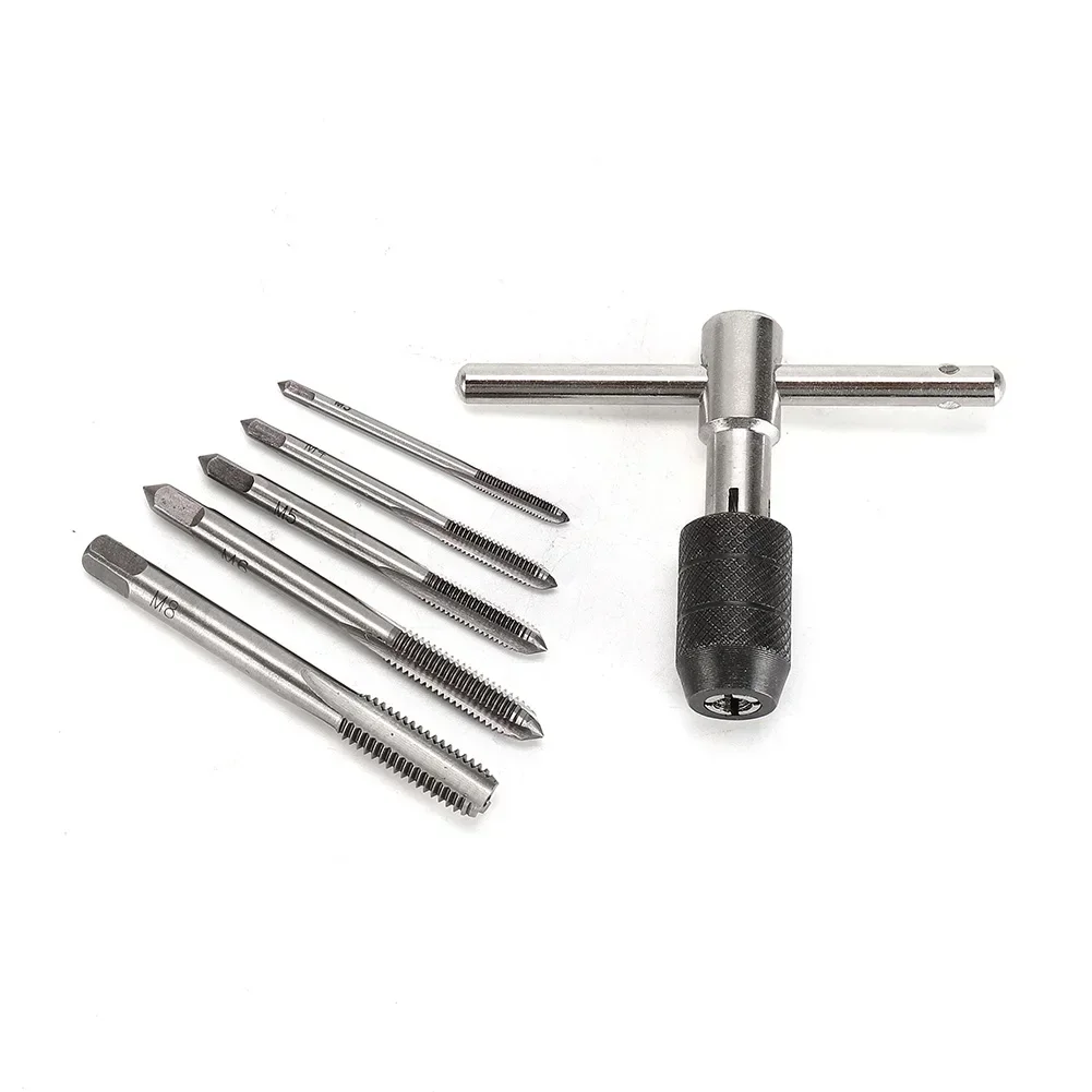 6pcs Adjustable T-type Ratchet Tap Wrench One-piece-Metric 3mm To 8mm Hand Tap Wrench Thread Tapping Tool Set To M8