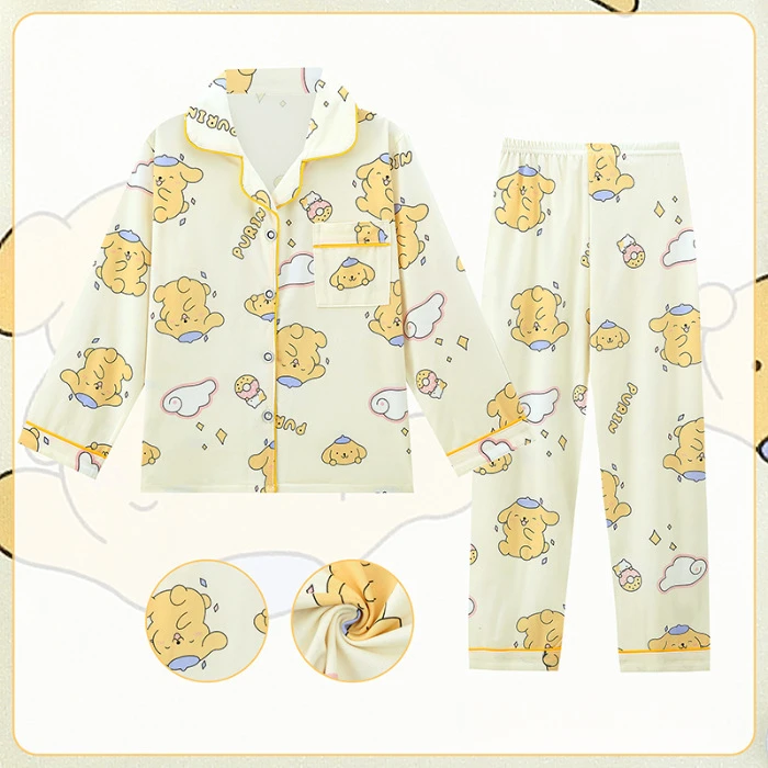 Conjuntos de pijama japonês dos desenhos animados para crianças, cardigã macio, roupas noturnas respiráveis soltas para crianças, estampa confortável e adorável