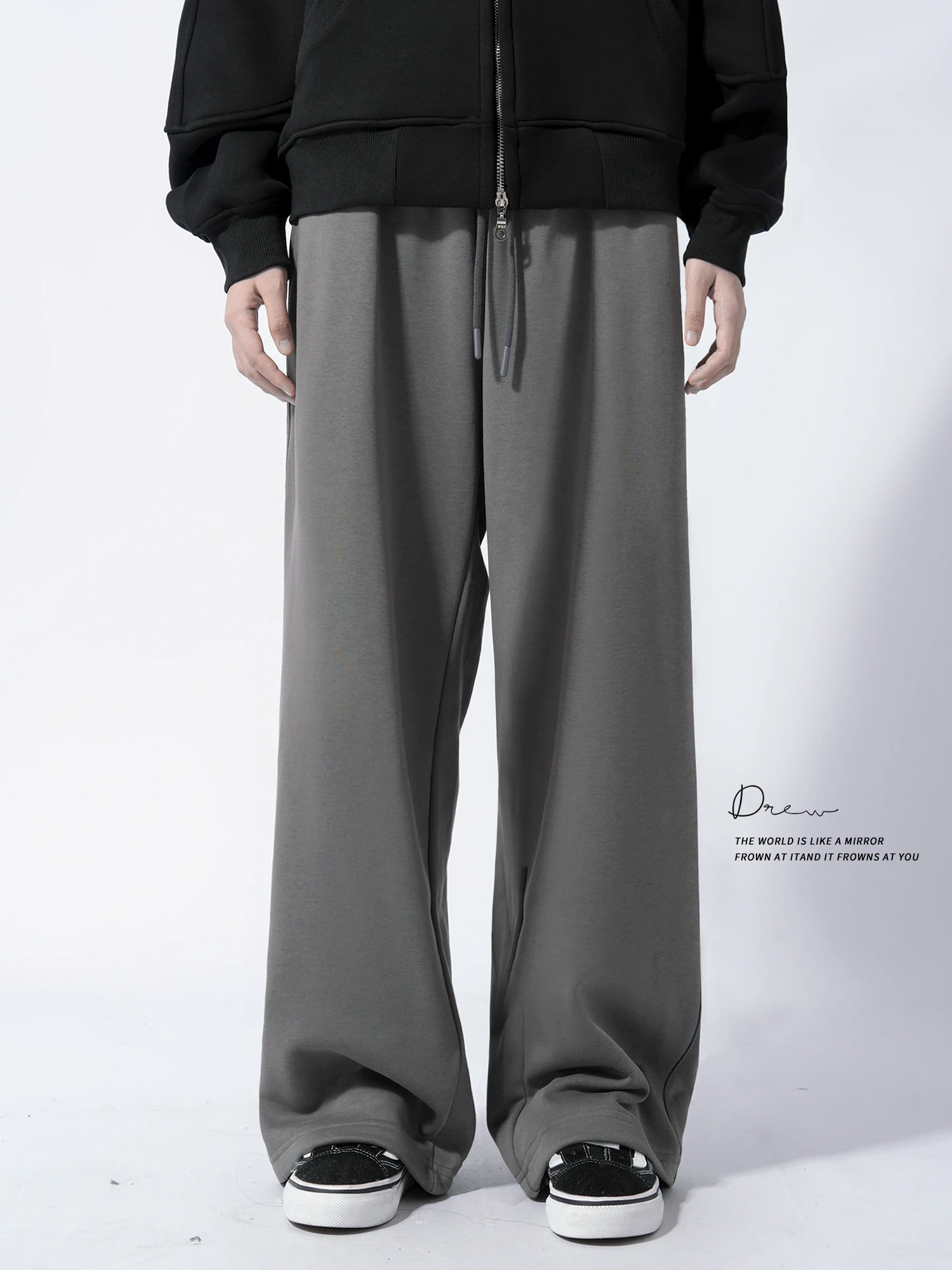 

Плотные трикотажные повседневные брюки прямого кроя, свободные широкие брюки-палаццо, спортивные драпированные штаны унисекс белого цвета для весны