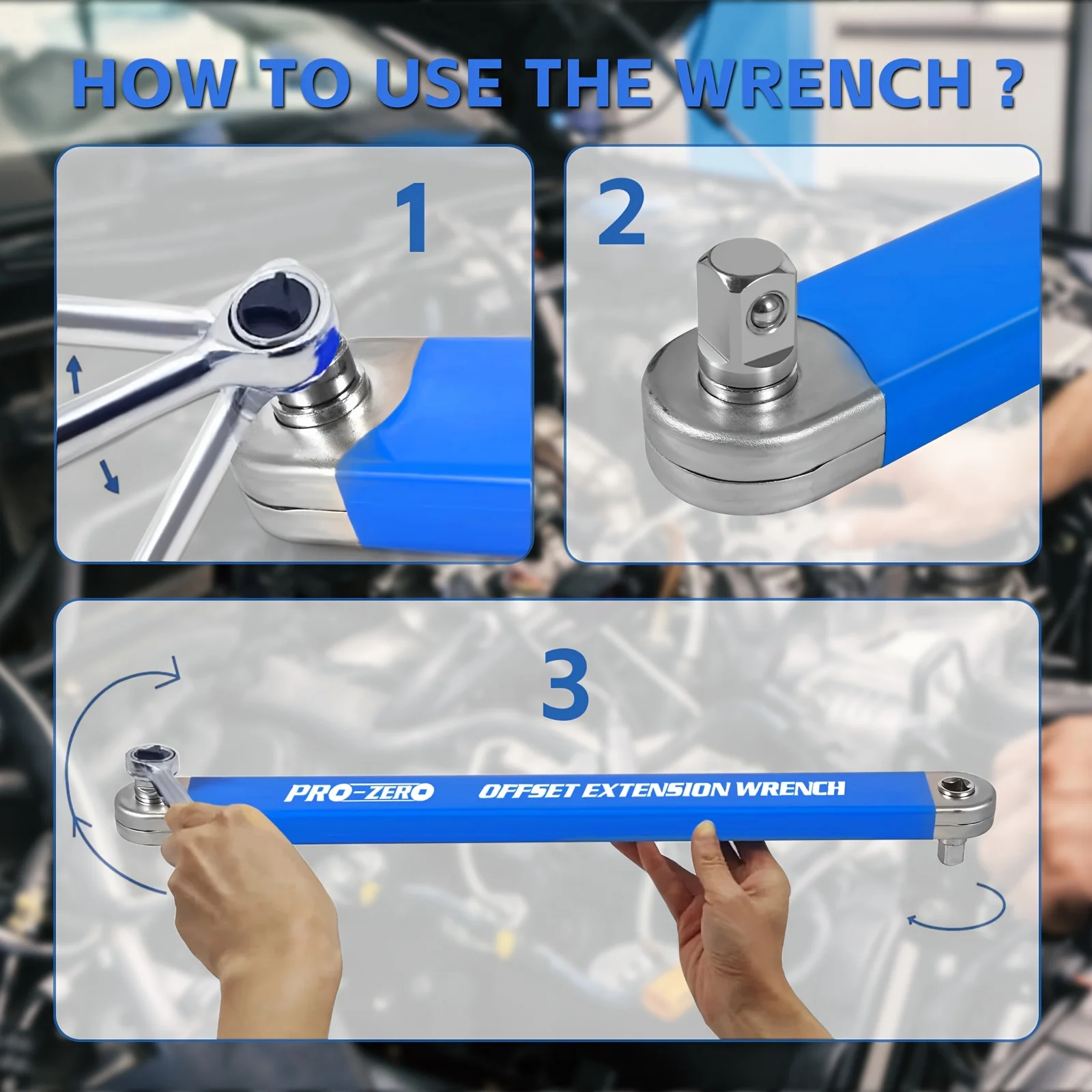 1pc heavy-duty extension wrench, 15-inch impact-resistant design, with 4 adapters, specially designed for automotive repair. image 5