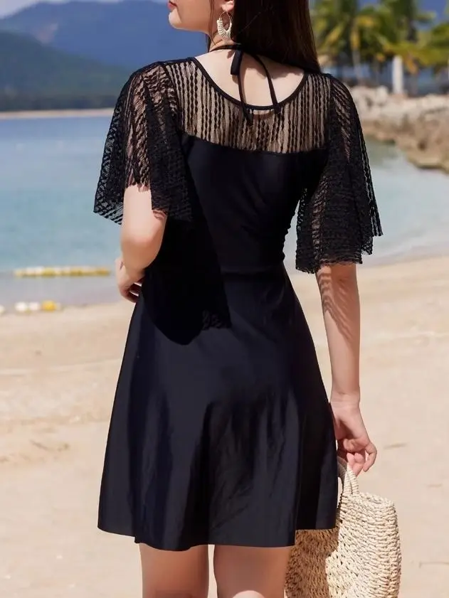 2025 Bikini Set Fashion Split Lace Dress Plus Size Sexy Swimsuit Women's Beach Skirt Swimsuit Holiday Women's Plus Size Swimsuit
