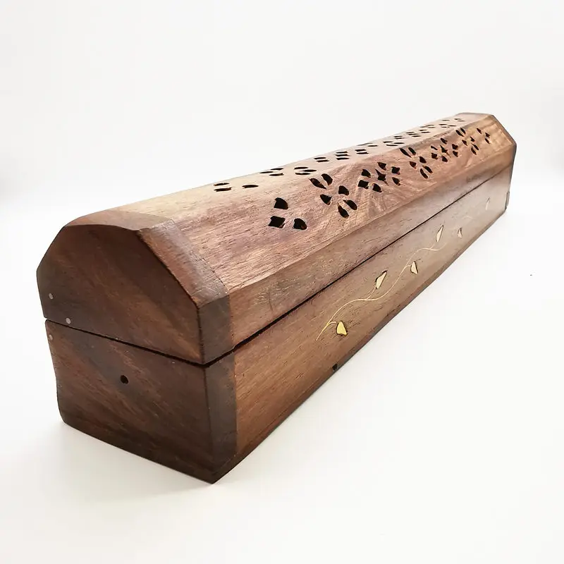

Wooden Incense Burner Indian Rosewood Hand Carved Box Yoga Healing Incense Boxes TBC810