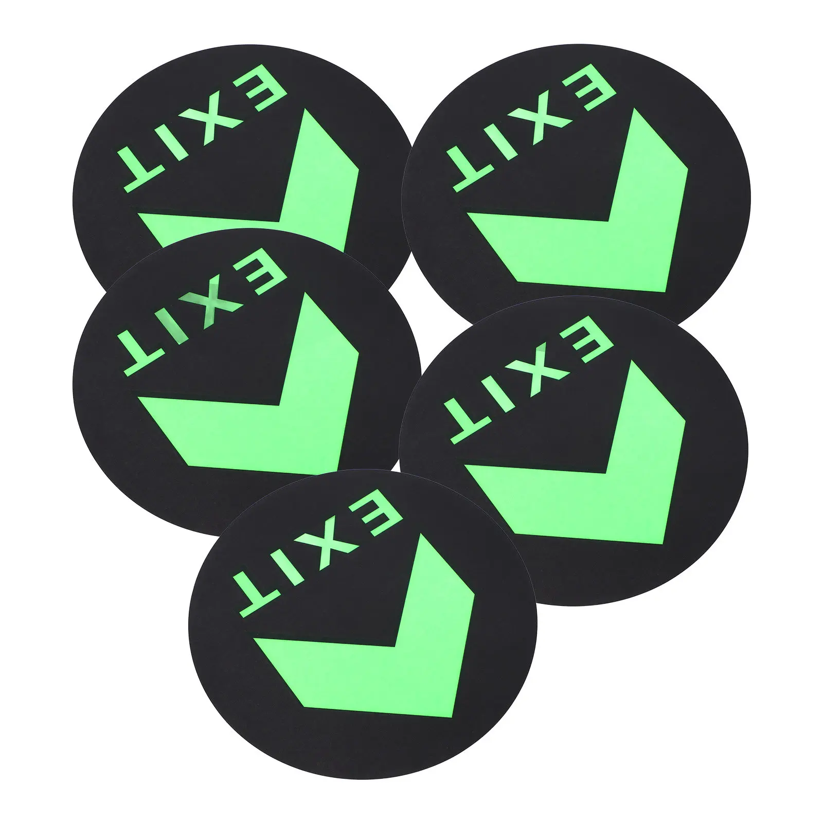 5Pcs Night Glow Exit Sign Stickers Adhesive Floor Guide Direction Indicator for Business Emergency Exit Warning Safety Decals