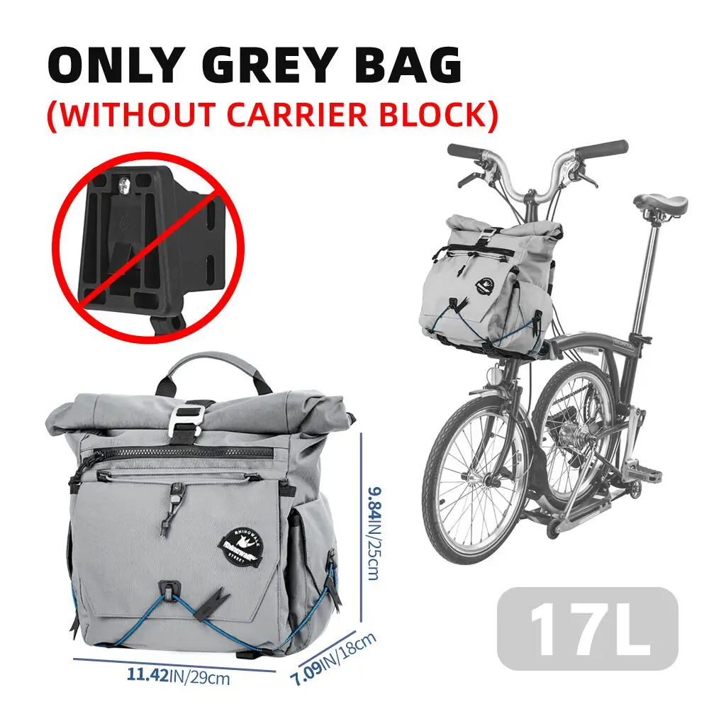 Rhinowalk 17l Bicycle Accessories Bike Handlebar Bag Quick-release With Support Frame Backpack Bicycle Travel Storage