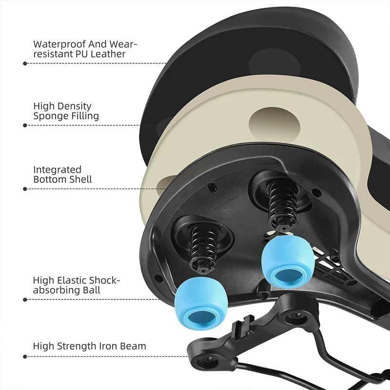 MTB سرج مريح مزدوج ممتص للصدمات وسادة مقعد ناعمة للصدمات كرة ختم سرج زنبركي مع ضوء خلفي LED