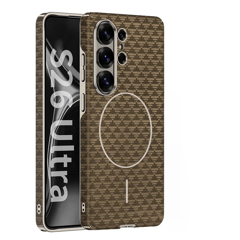 Galvanisierte Leder-Handyhülle für Samsung Galaxy S26 Ultra S26Ultra mit Magsafe Kompatibilität für Kabelloses Laden Magnetische Schutzhülle