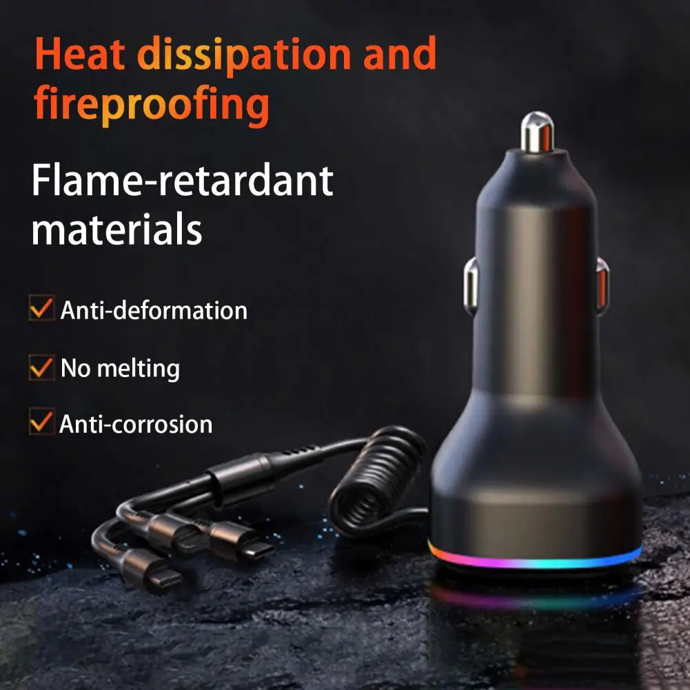 USB Charger  Durable Multifunctional Smart Chip  Dual USB Type-C Car Charger Socket Car Accessories