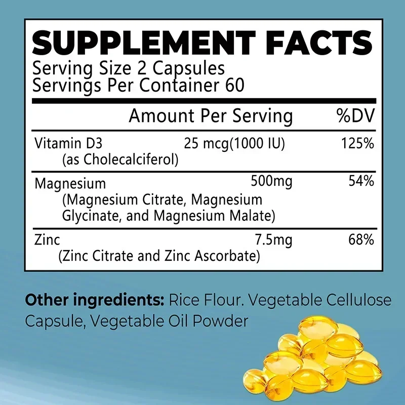 Magnesium Glycinate Capsules 500mg - Supports Bone Immune System, Heart Health, Promotes Natural Sleep, Soothes Nerves