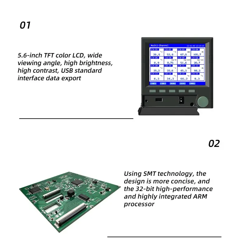 Digital 4,8,12,16,32 Channel Paperless Recorder color Temperature Data Logger with 4-20mA RS485 USB Alarm output