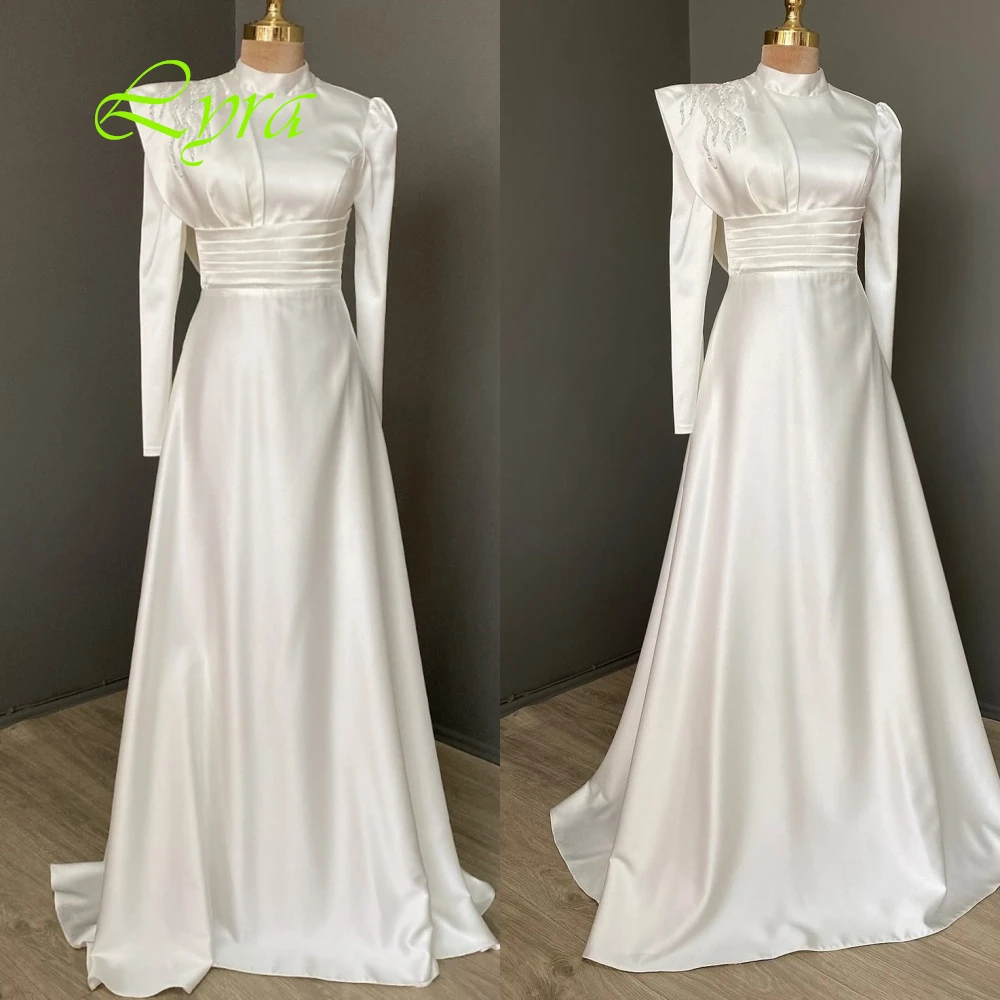 تخصيص رائعة طاقم الرقبة كاب كم مساء اللباس الفاخرة كريستال طويل الأكمام فساتين لحضور الحفلات الموسيقية عالية الجودة الساتان حزب العباءات