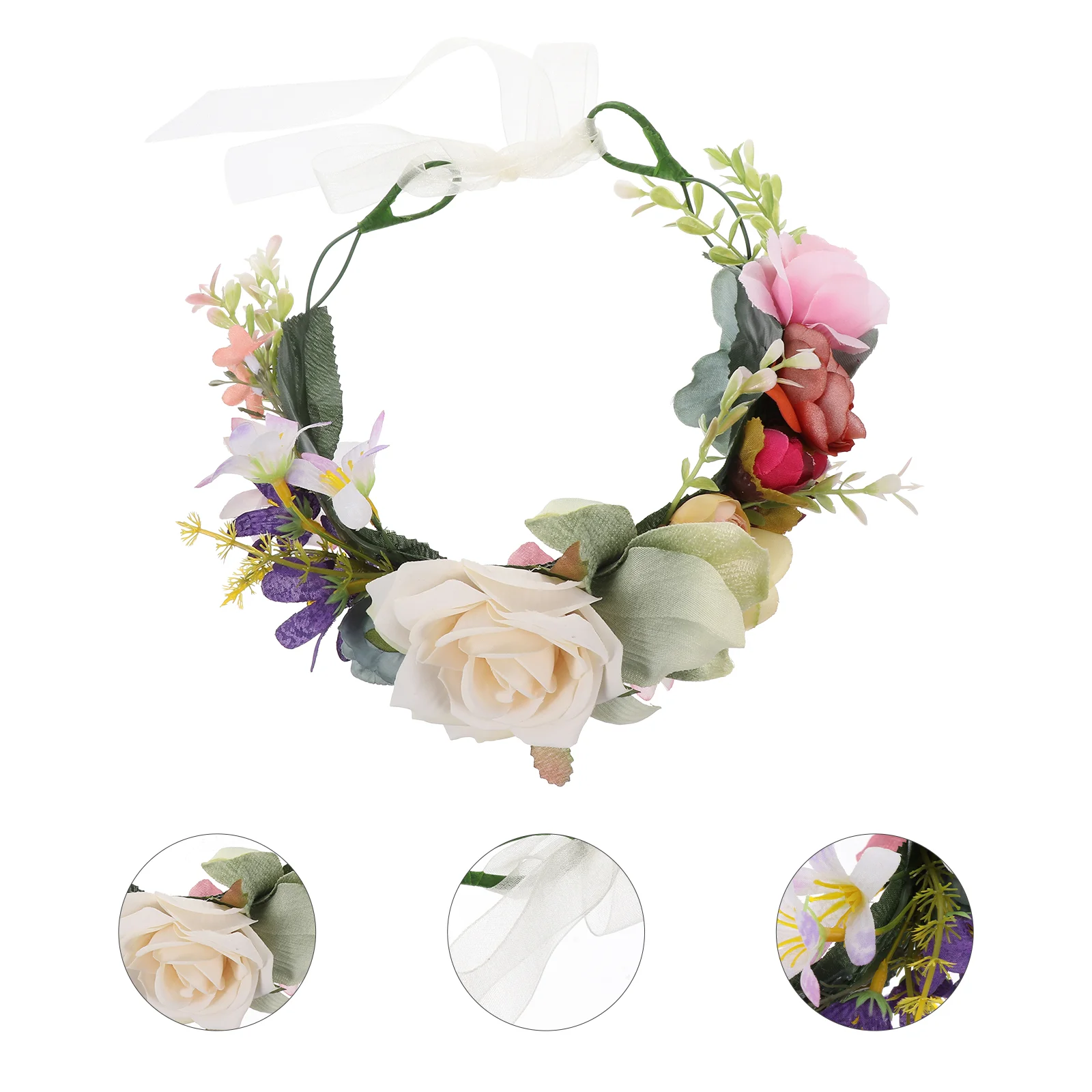 Flower Garland Hair Accessories for Girls Women Bride Headband Dragonfly Clips Wreath