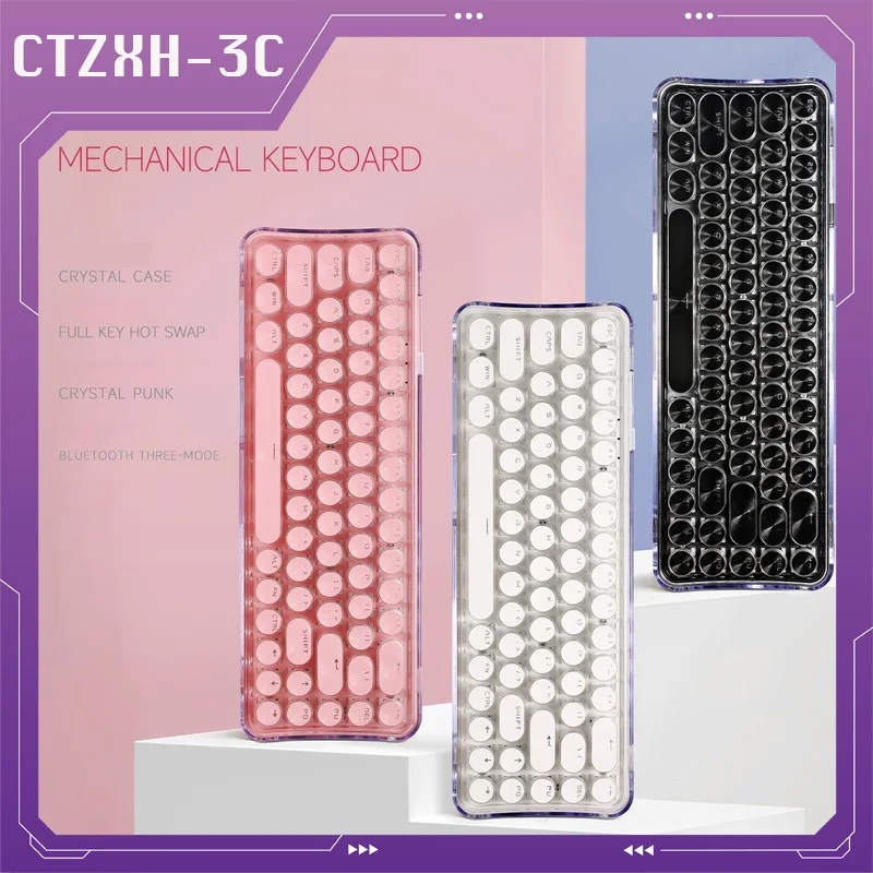 

Yk680 68key Mechanical Keyboard Transparent Hot-Swappable 3-Mode 2.4g Wireless Bluetooth Customized Crystal Keyboard High Beauty