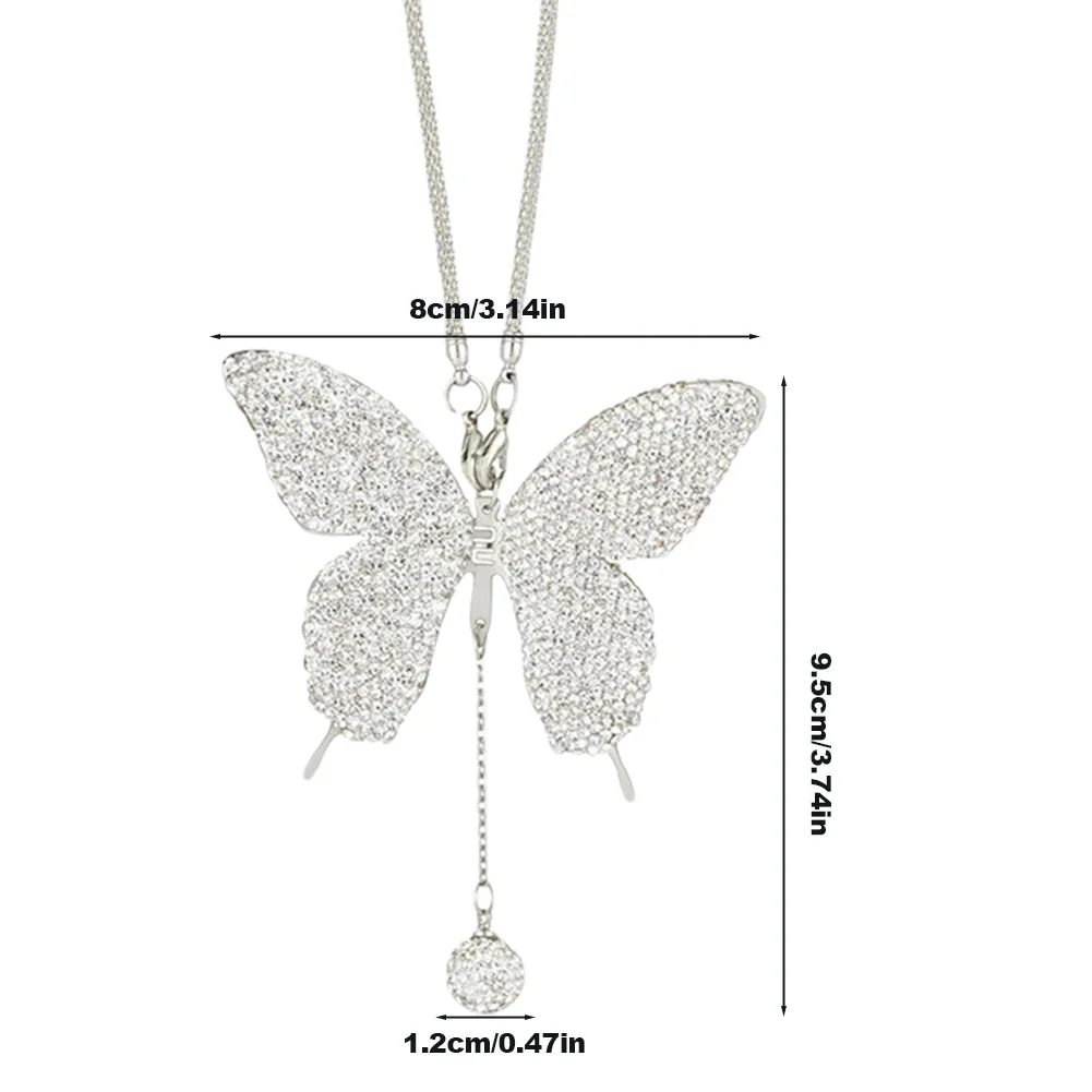 Crystal Butterfly Lucky wiszący wisiorek do wnętrza samochodu lusterko wsteczne Charms dla kobiet ozdobne akcesoria do wnętrza pojazdu — zdjęcie 4